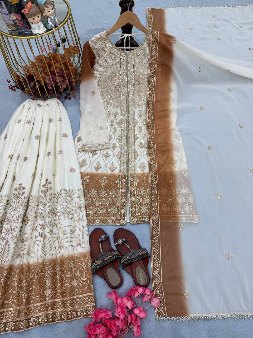 Stunning Designer Star Georgette Kurta Palazzo With Dupatta For Women