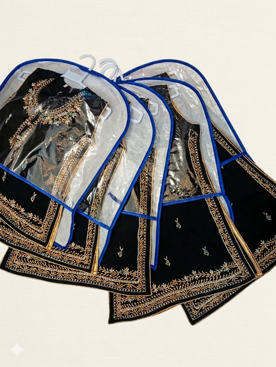 Pack of 5 Suits Black Gold Hand Made Party Wear Outfit Girl 3 pc for Retailers