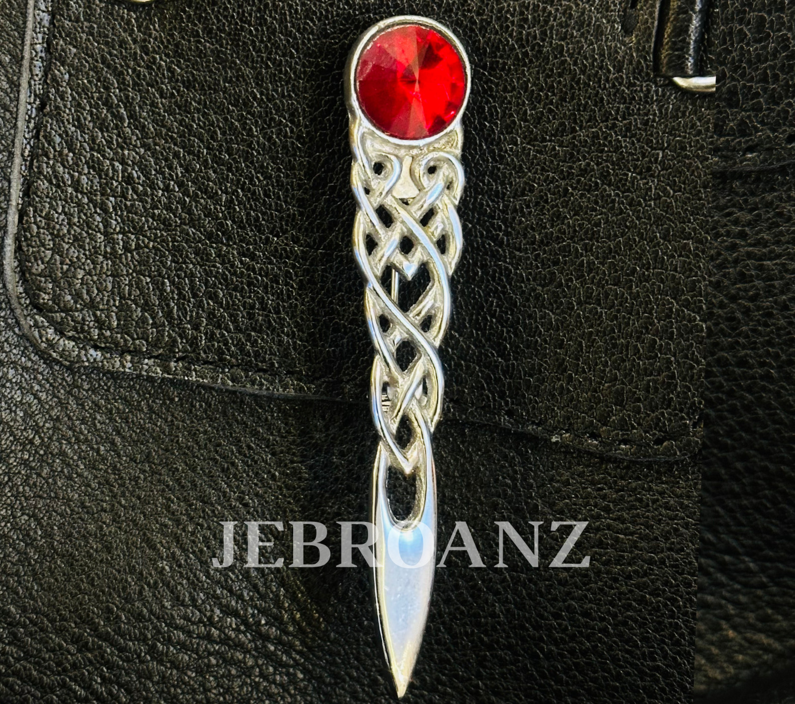 Scottish Kilt Pin Highland Celtic Knot Red Stone kilt Pin , Scotland Jewelry