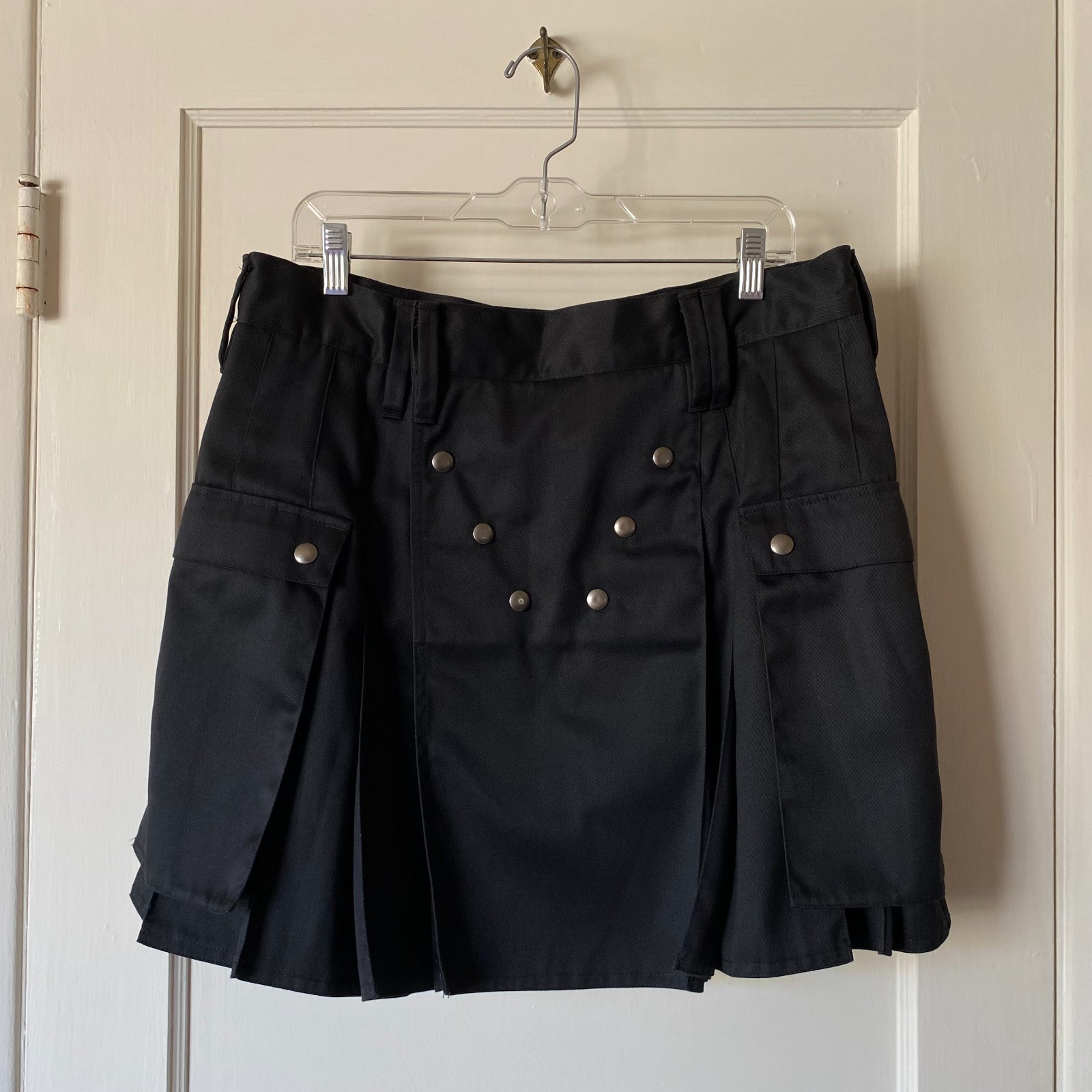 VTG 05 Utilikilts Kilt Mens 37 Black Workman Duck Canvas Cargo Tactical Pleats