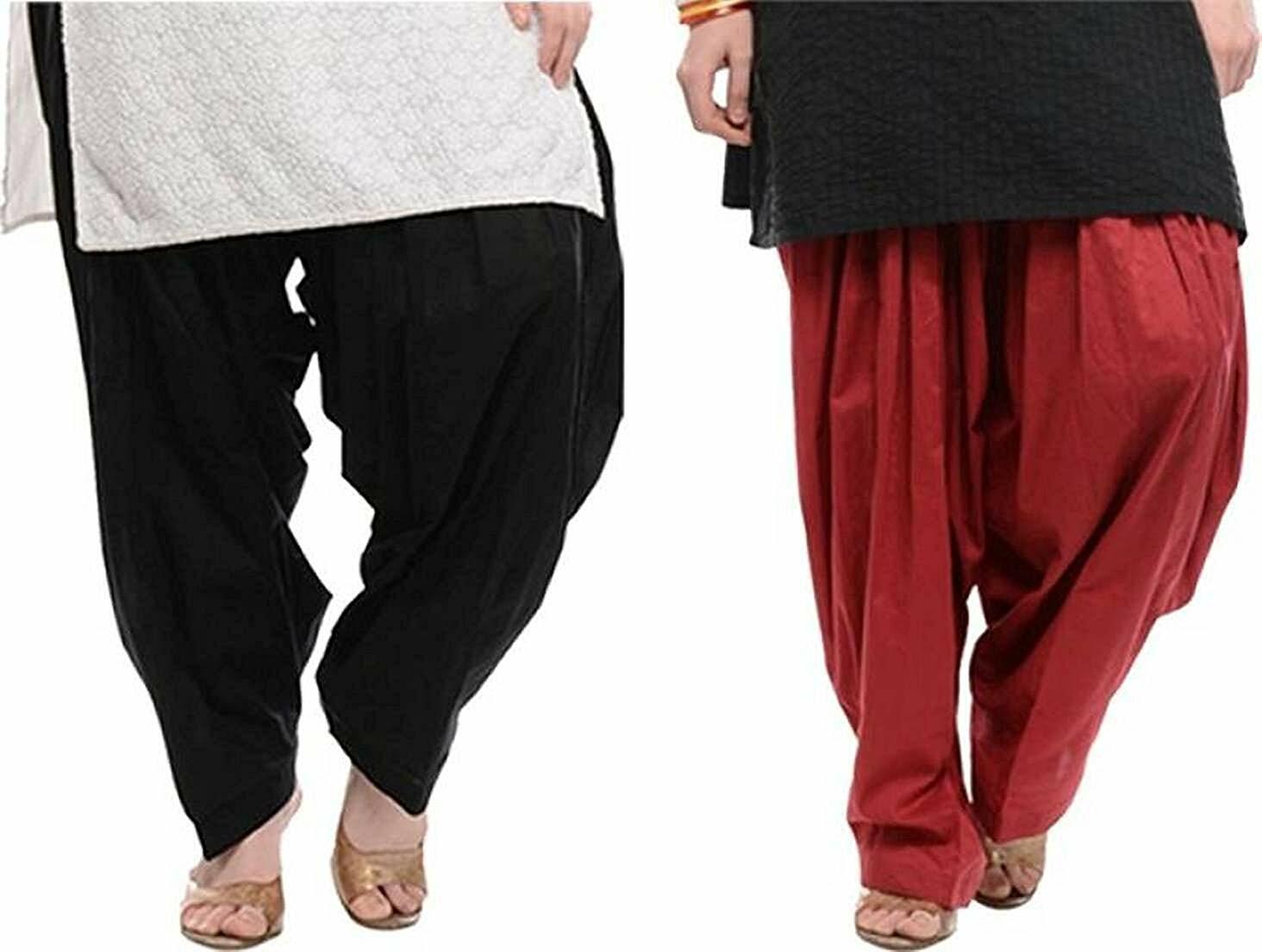 Women’s Patiyala Salwar Pants Cotton Stretch Fit Bottom Casual Dhoti Pack of 2