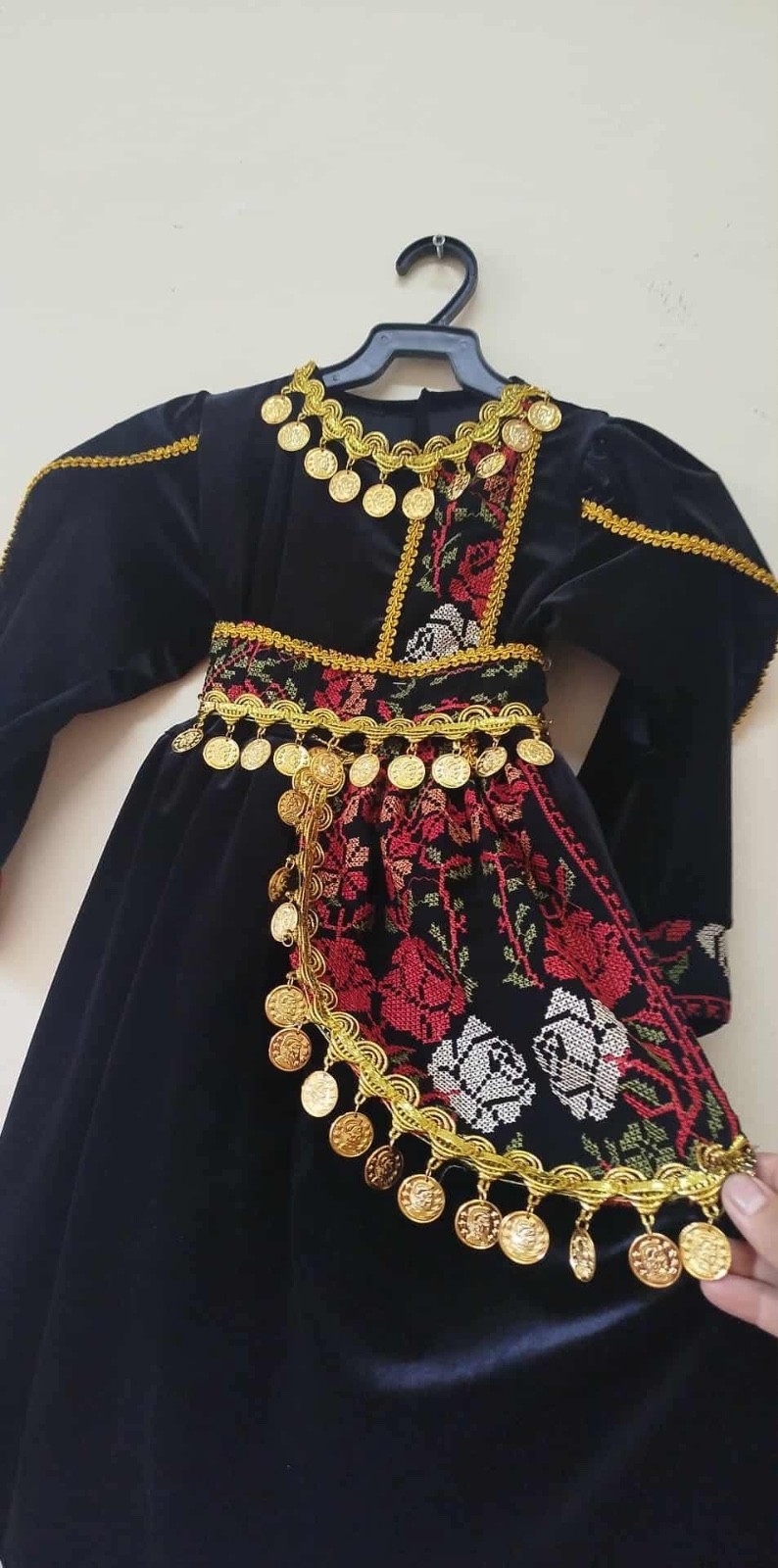 Authentic Palestinian Kids Thobe – Velvet Embroidery from Nablus – Girl’s Tradit