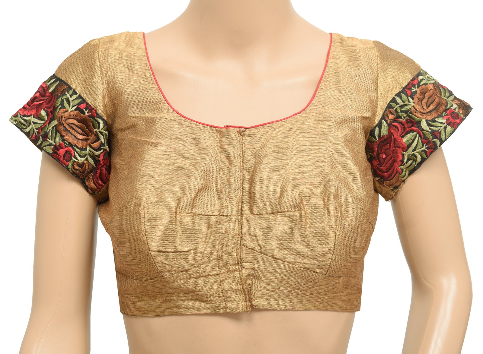 Sushila Vintage Readymade Stitched Sari Blouse Brown Silk Woven Designer Top