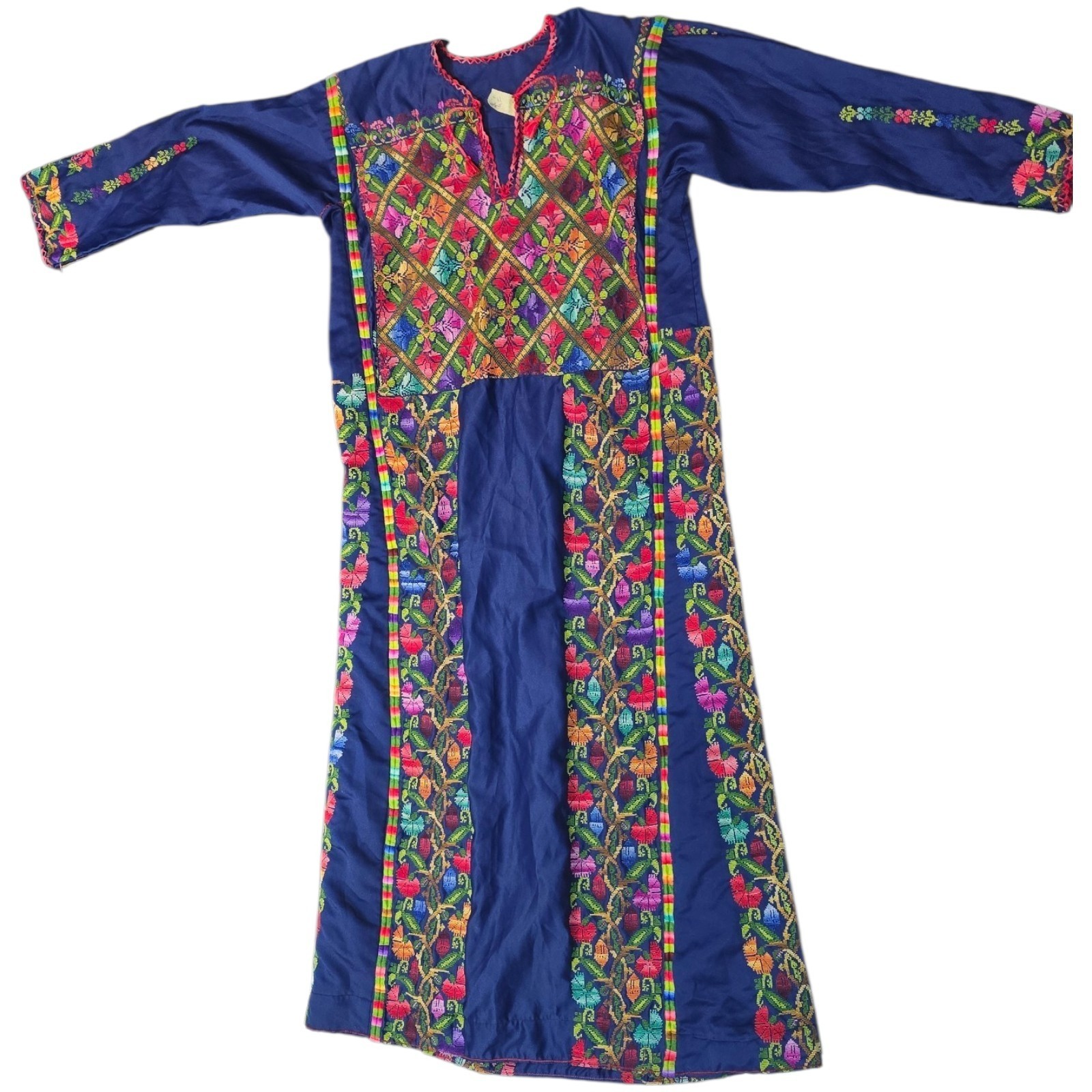 Vintage 30 Years Palestinian Tatreez Thobe Handmade Embroidered Dress M