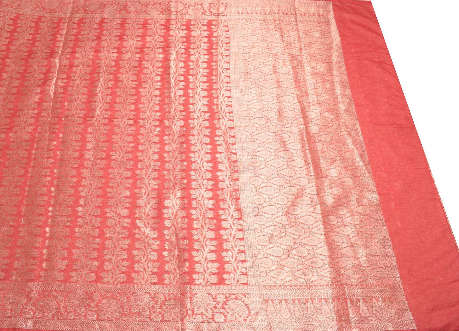 Sushila Vintage Peach Beige Saree All Over Woven Art Silk Sari Craft Fabric
