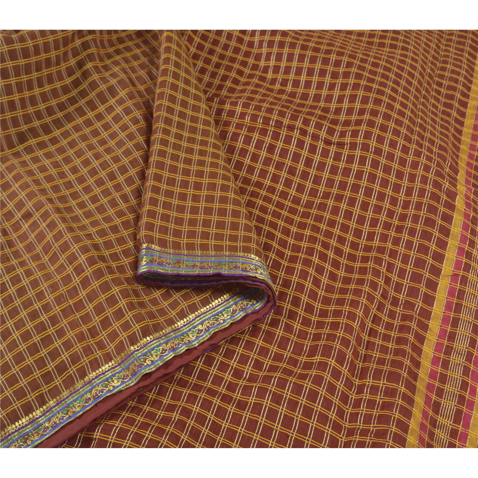 Sanskriti Vintage Dark Red Sarees Blend Cotton Hand-Woven Premium Sari Fabric