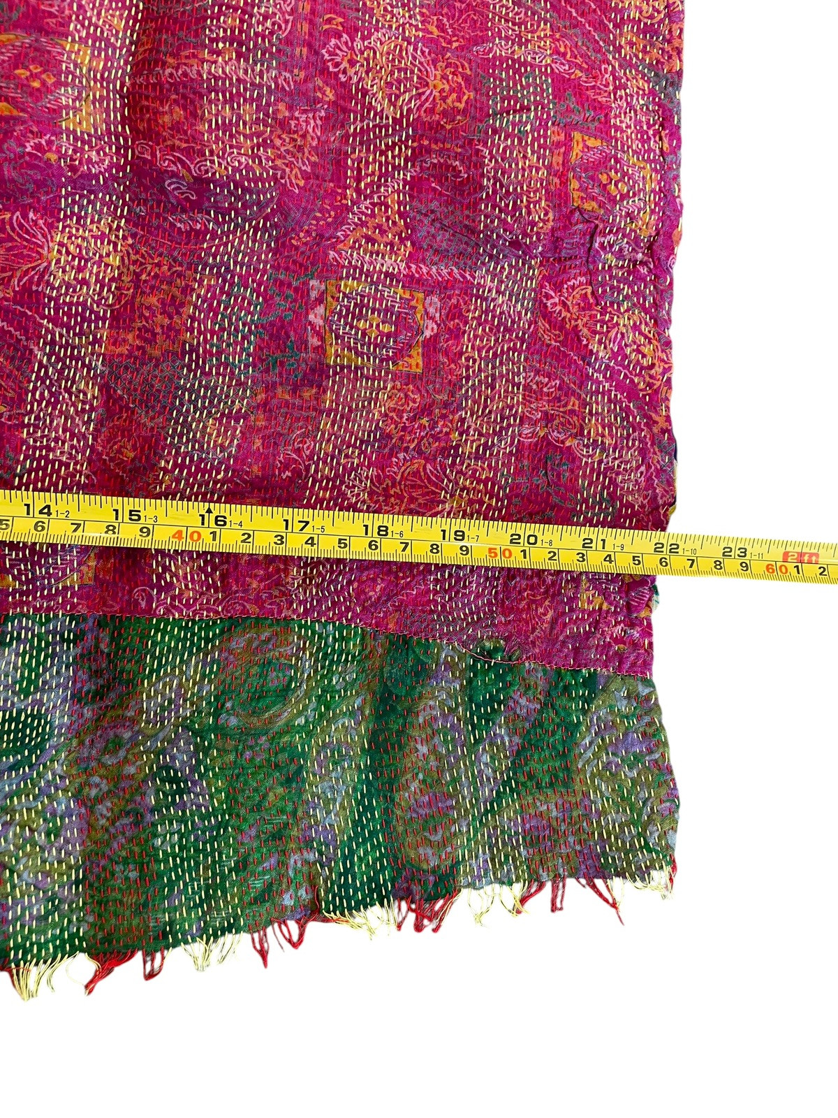 Vintage India 100% Pure Silk Hand Sewn Multicolored Floral Scarf 78”x22” EUC