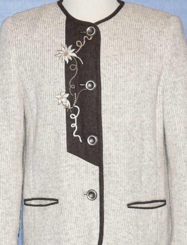 BROWN WOOL & COTTON Jacket Coat LINED Women EDELWEISS Bavarian B42″ 12 M