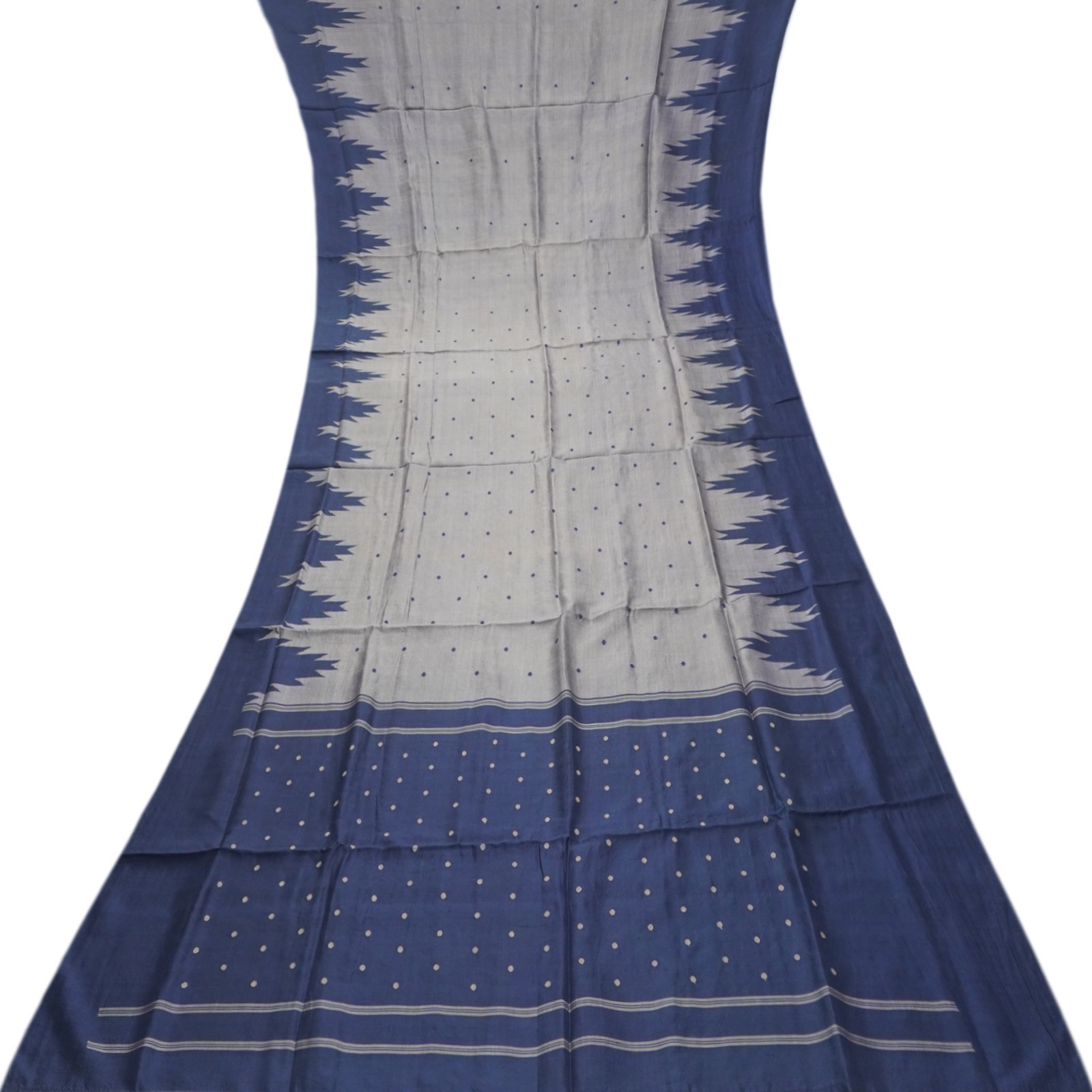 Namaste Vintage Gray Sarees 100% Pure Silk Woven Indian Sari 5YD Craft Fabric