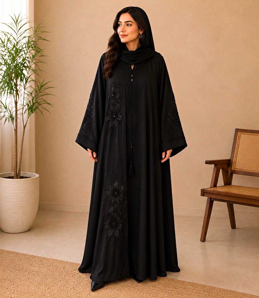 Libaayawear Women’s Black Premium Abaya Chiffon Polyester One Size