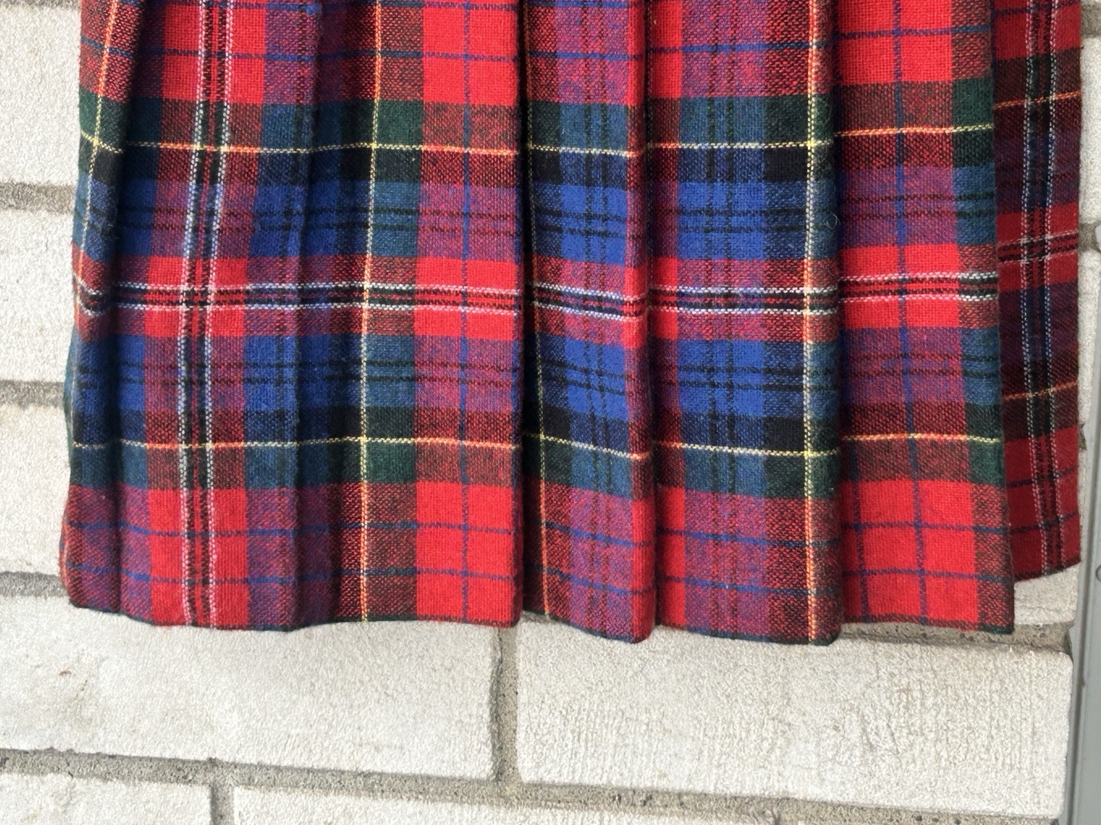 vintage highland kilt shulins woolen co plaid Fringed pleated pin womens New NOS