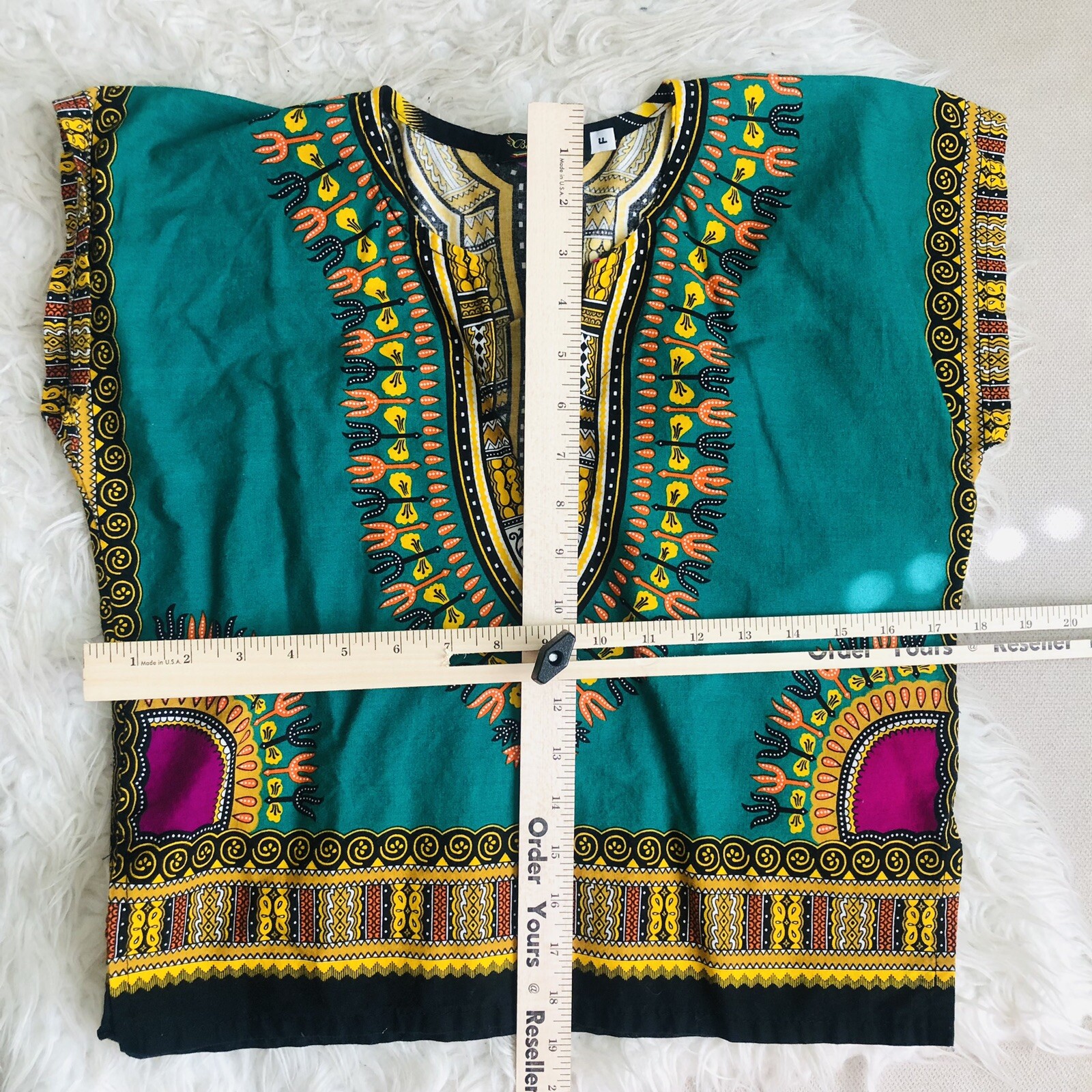 AFRICAN DASHIKI Shirt Top WOMENS Size Small Colorful Beach Boho Hippie V Neck