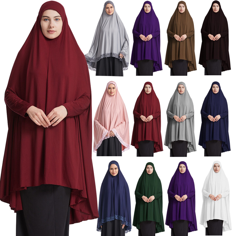 Overhead Long Khimar Hijab Prayer Jilbab Muslim Women Islamic Ramadan Burqa Wrap