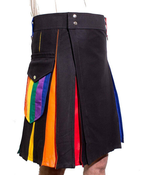 Scottish Pride Rainbow Hybrid Utility Kilt for Men from 28 “to 62” inches waist