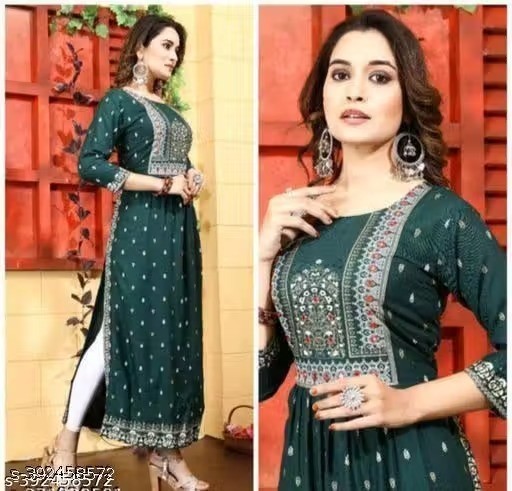 Readymad Rayon Embroidered Kurta/kurti For Women’s Party Festive Outfit Gift