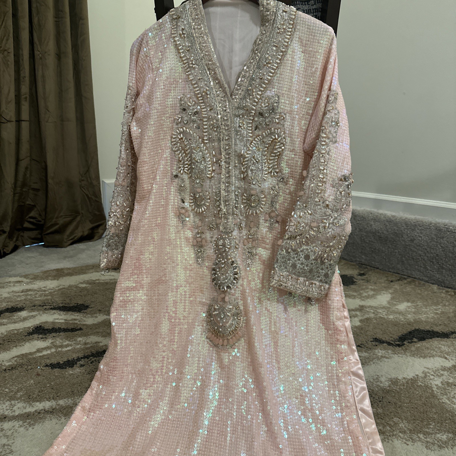 Pakistani Chiffon Embroidered Dress Bust 42 with Chiffon Duppatta for Women New