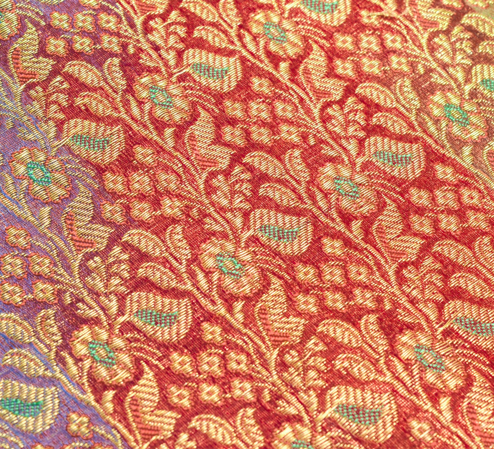 Sushila Vintage Heavy Saree Art Satin Silk Banarasi Brocade Multi-Color Fabric
