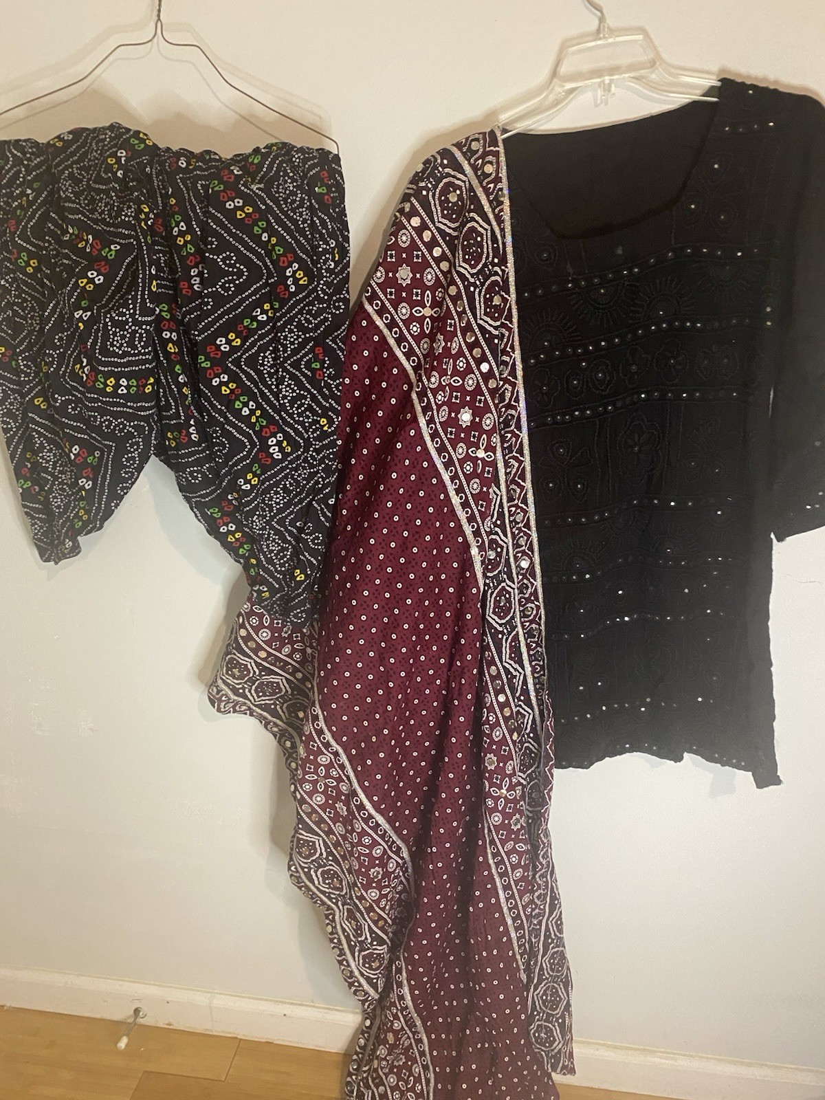 Sindhi Ajrak Cultural hand Embodied with thread, Multi-Color Cotton set