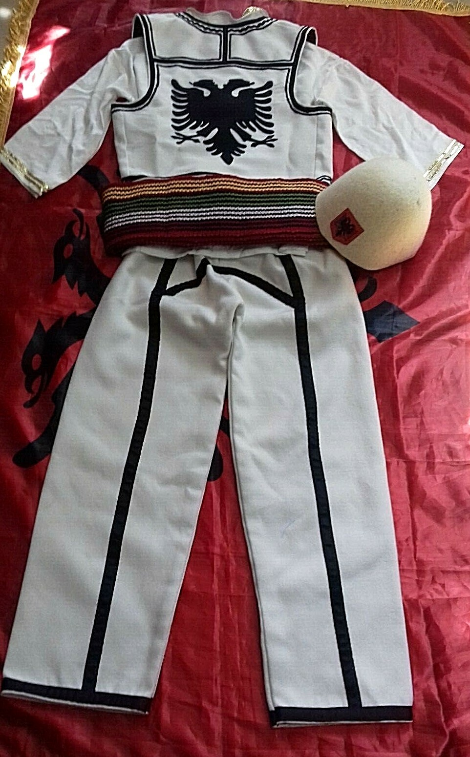 NEW ALBANIAN TRADITIONAL POPULAR FOLK COSTUME SUIT BOYS MEN- 6-8 YEAR-HANDMADE