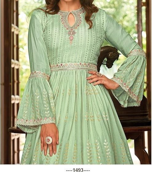 Mint Green & Pink Embroidered Sharara Set – Ethnic Wear
