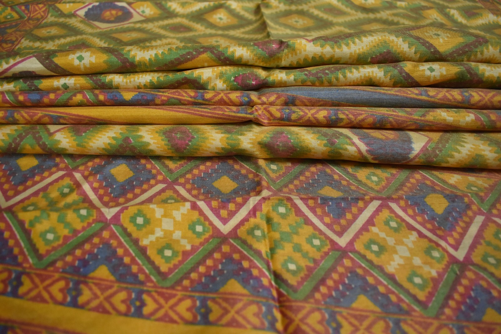 FNC Vintage Yellow Sarees Sambalpuri Woven Ikat Art Silk Sari Fabric 5Yd