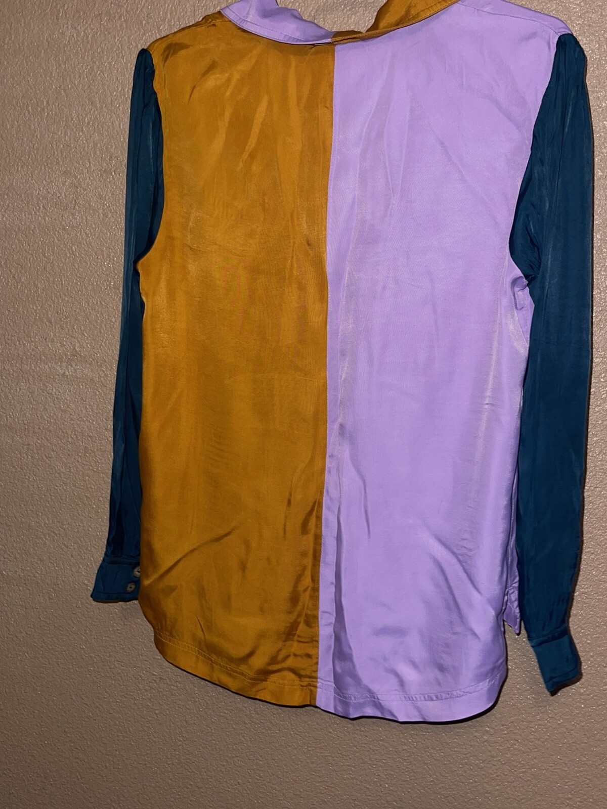 Farm Rio | Anthropologie Red Orange Color Block Blouse | Button Down Top