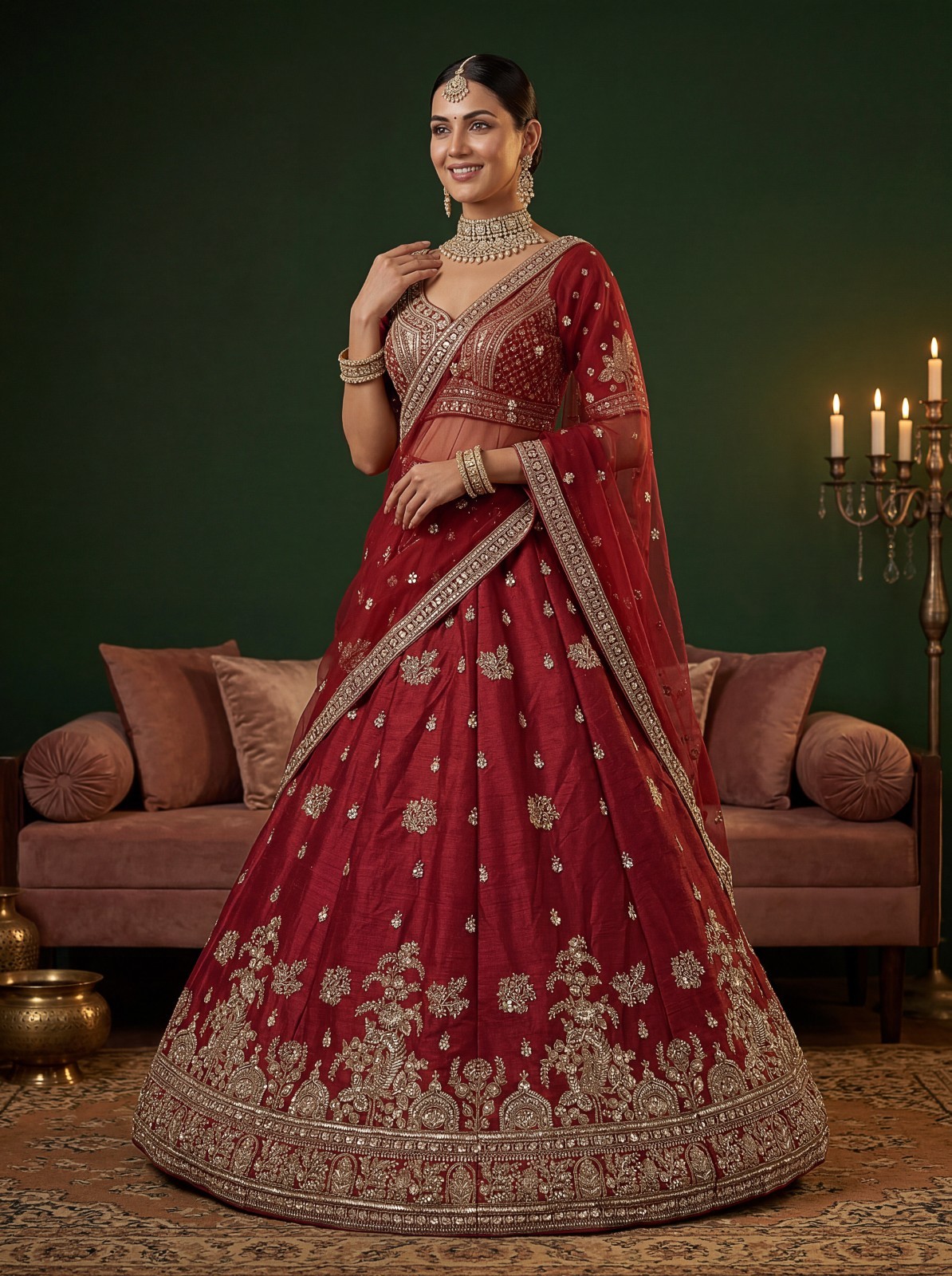 Designer Gadhwal Silk Lehenga Choli Heavy Zari Embroidery Bridal Wear