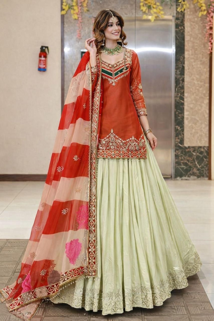 LEHENGA CHOLI PARTY WEAR PAKISTANI LEHNGA DESIGNER INDIAN WEDDING READYMADE