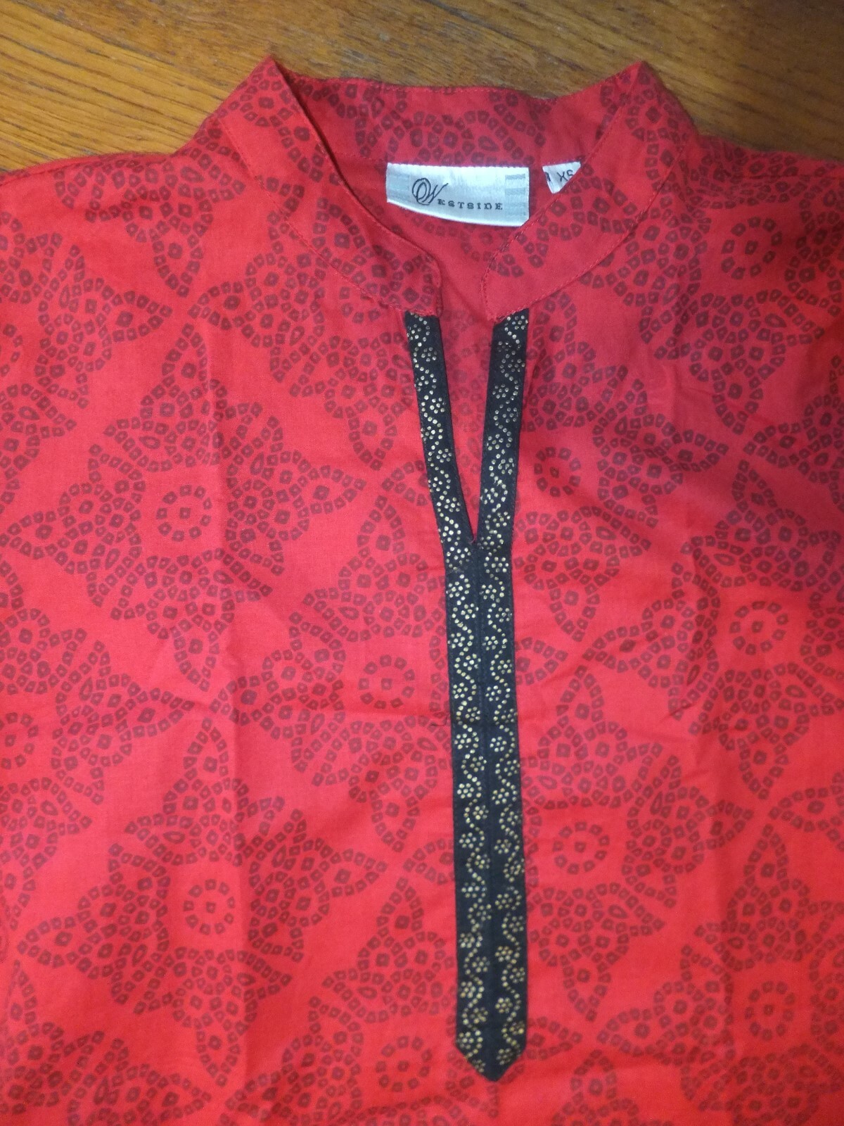 Westside South Asian Tunic Kurta Red 3/4 Sleeves Women XS NWT