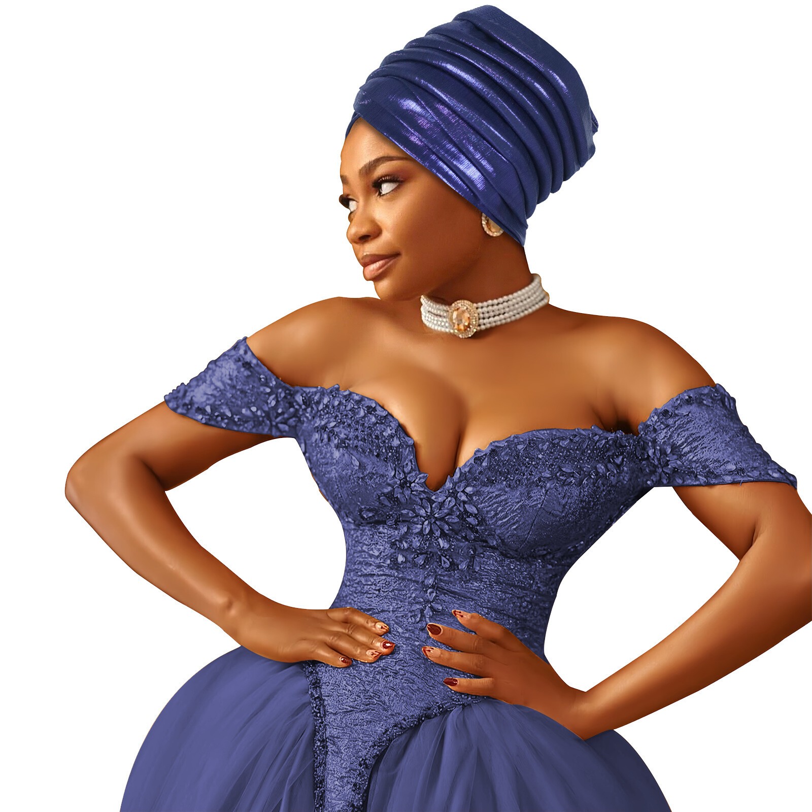 Women Wrap Cap Muslim Solid Color Multilayer Hat Africa Auto Gele Wedding Cap