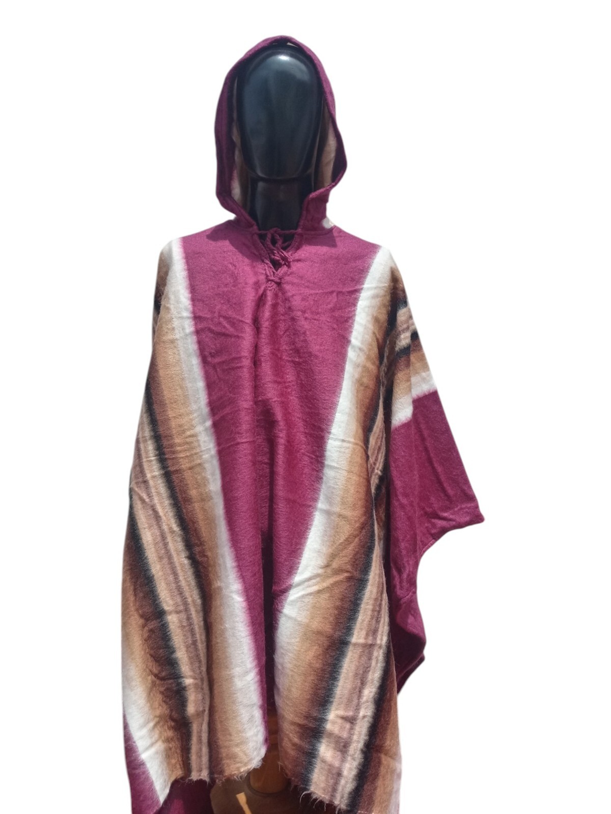 Peruvian Unisex Poncho Knitted Alpaca Wool Winter