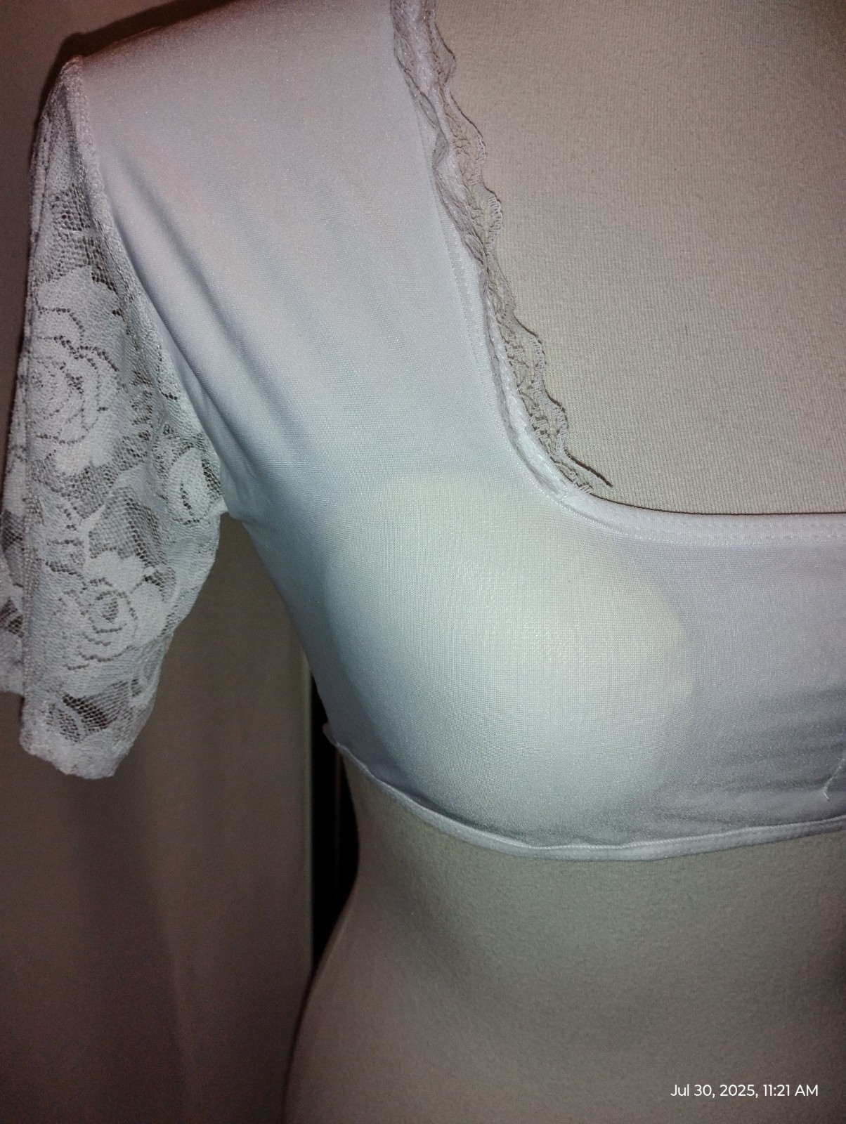 German Size 6.White Dirndl Blouse, Top, Shirt LACE ARMS Trachten.Oktoberfest