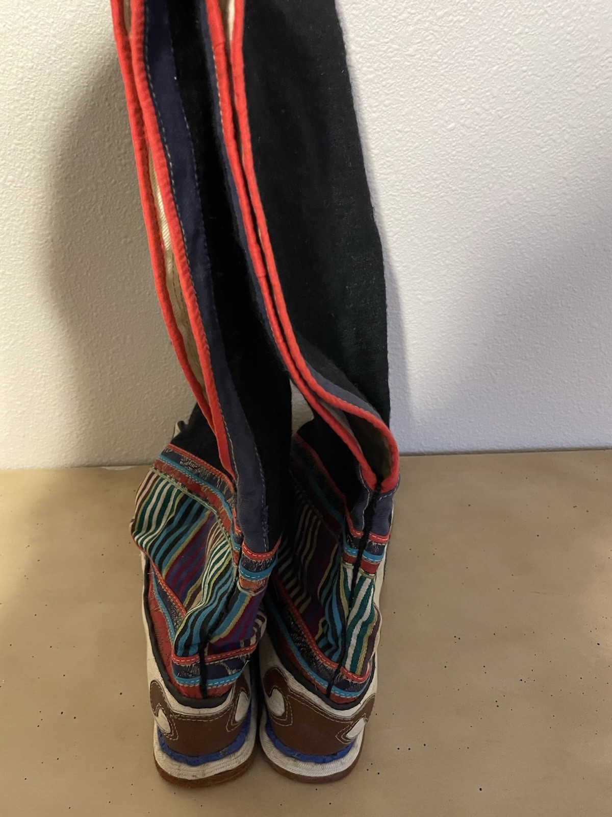 Vintage Mongolian Tibetan Tribal Handmade Wool Felt Leather Snow Boots 12