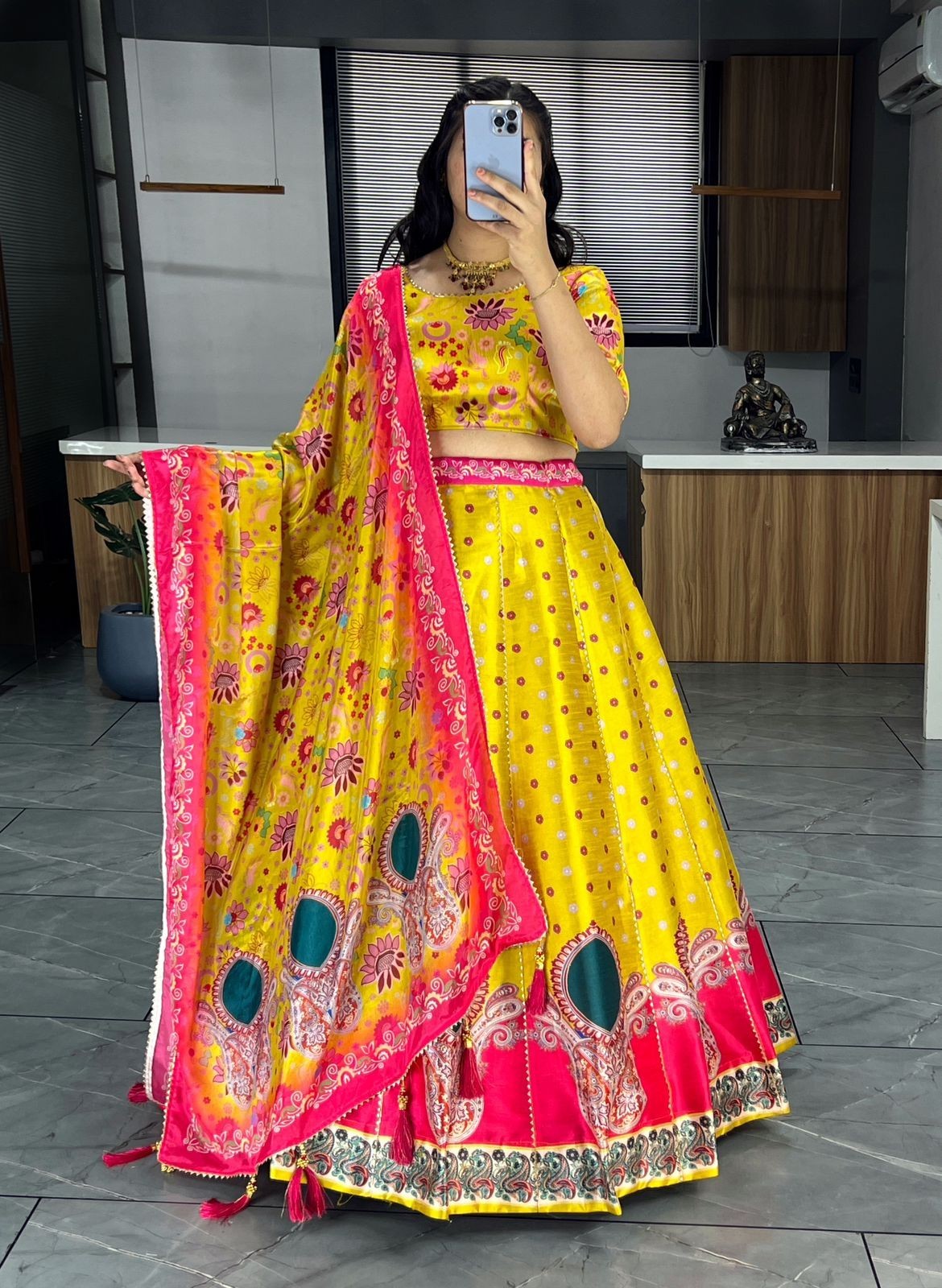 Traditional Indian Lehenga Choli Printed Gota Patti Party Wear