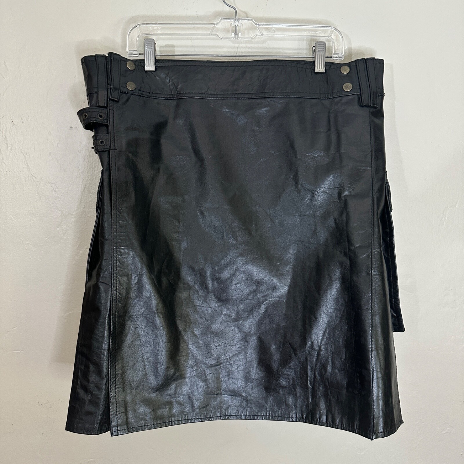 Leather Kilt High end handcrafted in US 40″ waist 23″ drop hem to waist Buckles