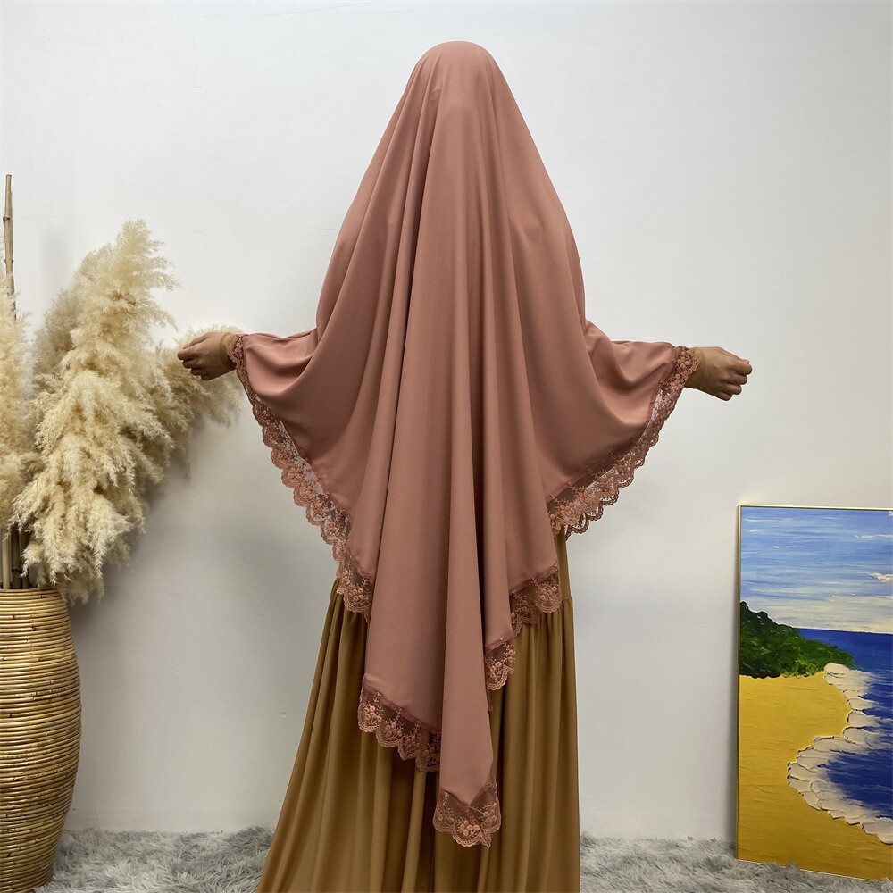 Muslim Women Overhead Khimar Prayer Garment Burqa Kaftan One Piece Hijab Top Eid