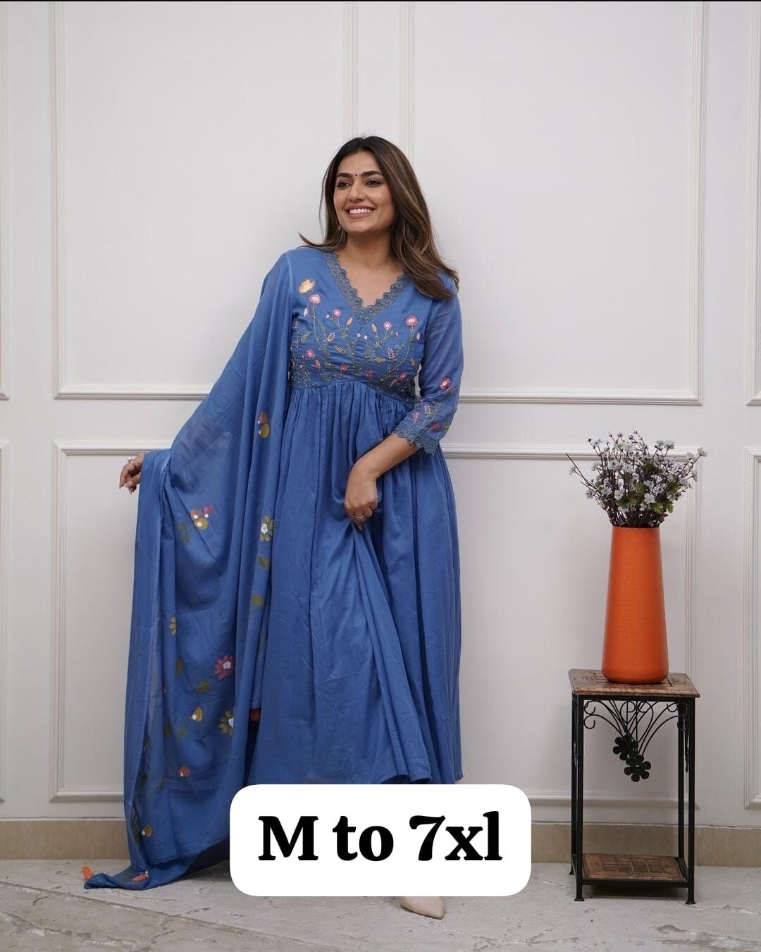 Big Size Women Kurta Palazzo Dupatta Set Wedding Wear Plus Size Suits Stitched