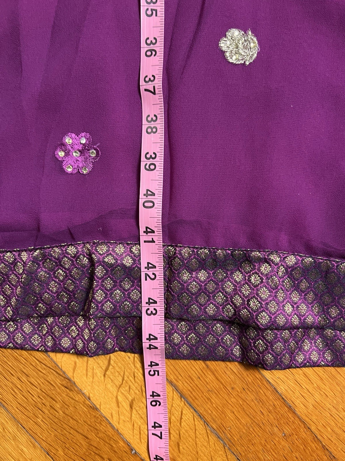 Kameez Kurta Dress Tunic Medium Embroidery Purple Embellished Indian Sequins
