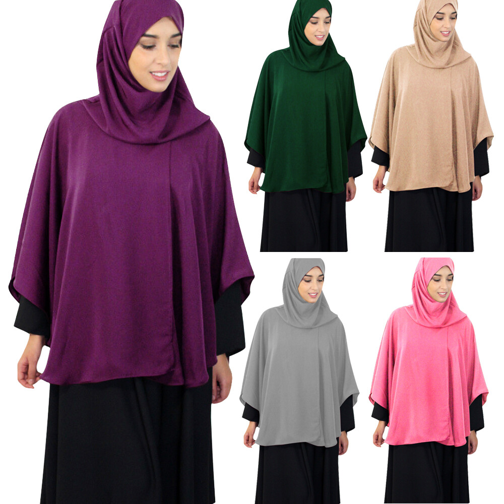 New Muslim Women Prayer Khimar Hijab Overhead Hooded Tops Kaftan Arab Clothes