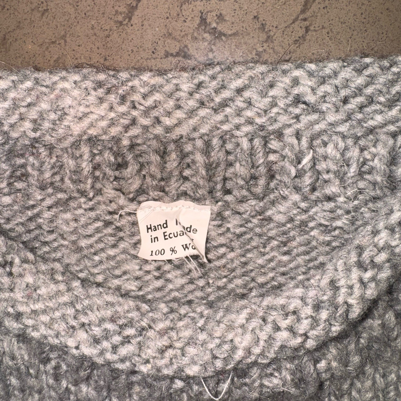 Inca 100% Wool Gray Cardigan Sweater American Flag Ecuador Oversized M/L