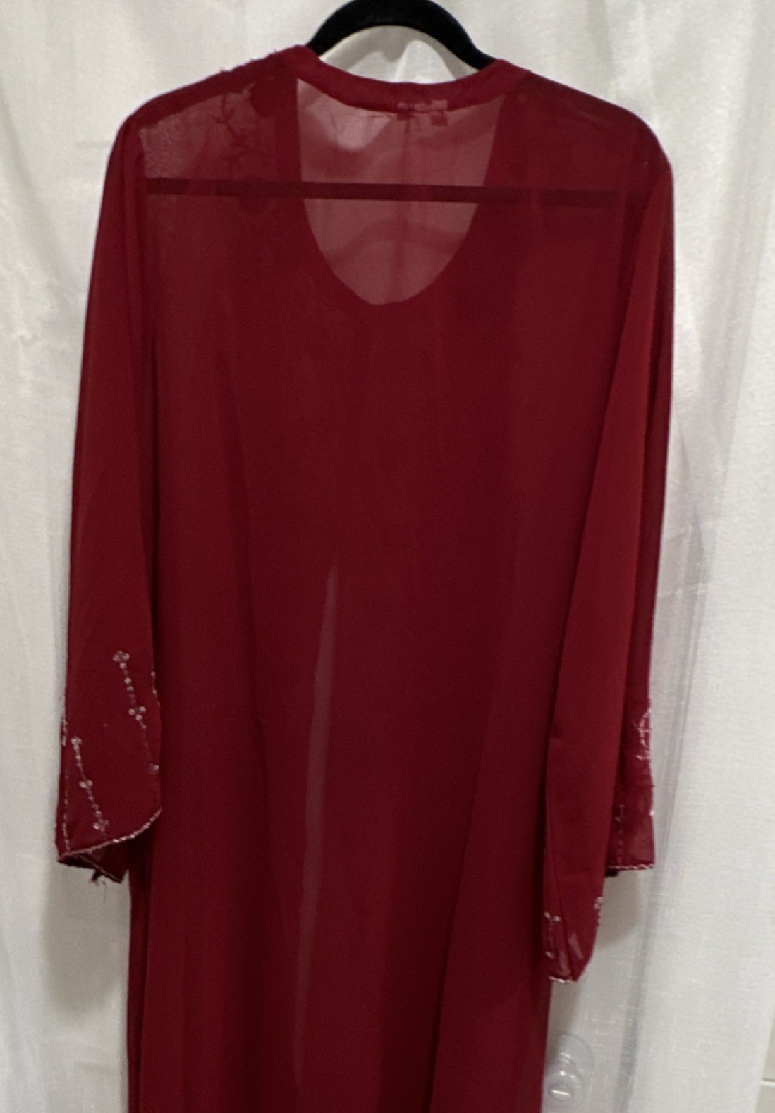 Red Embroidered Sequin Sheer Women’s Kaftan One Size