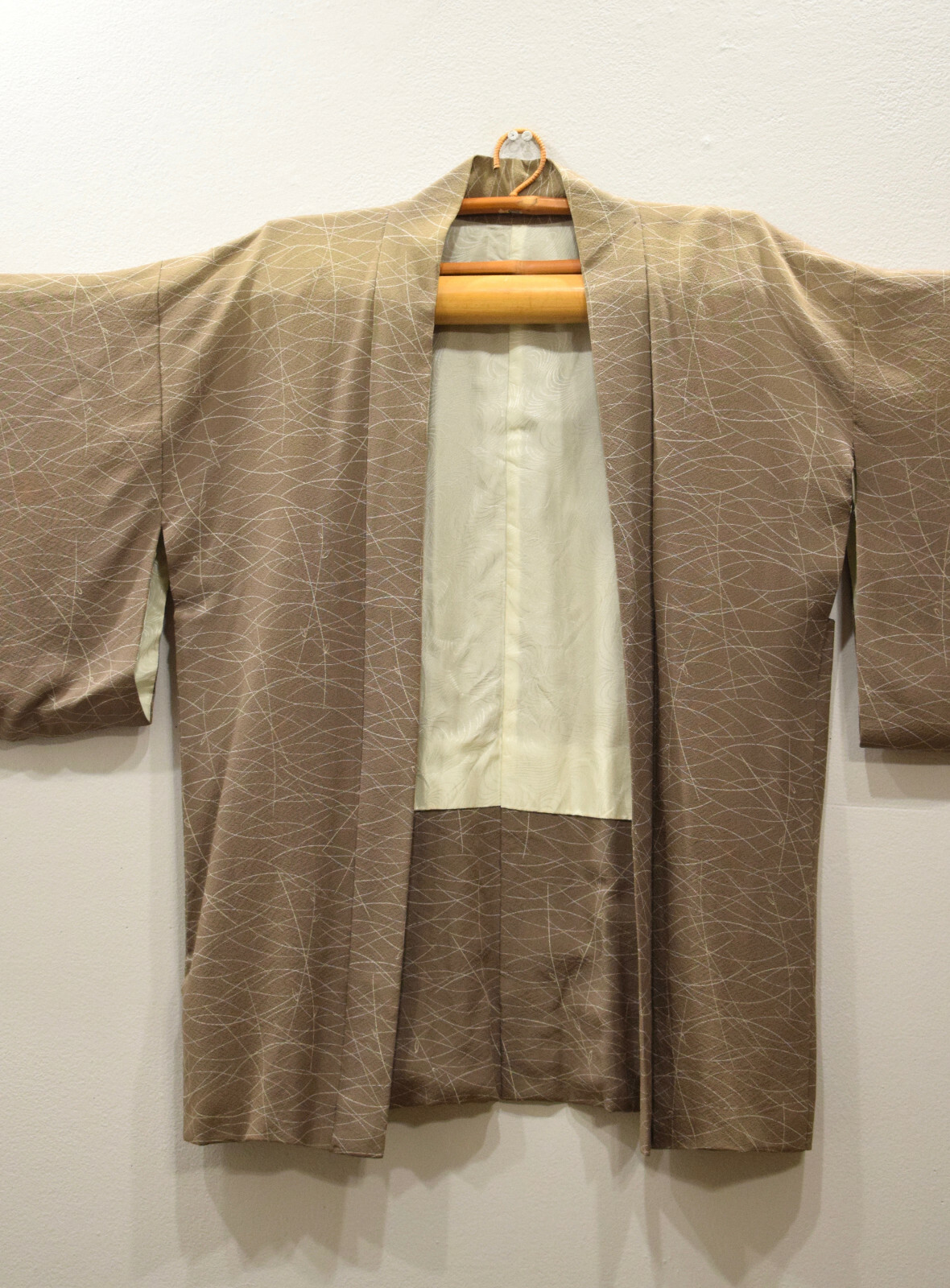Kimono Japanese Beige White Kimono