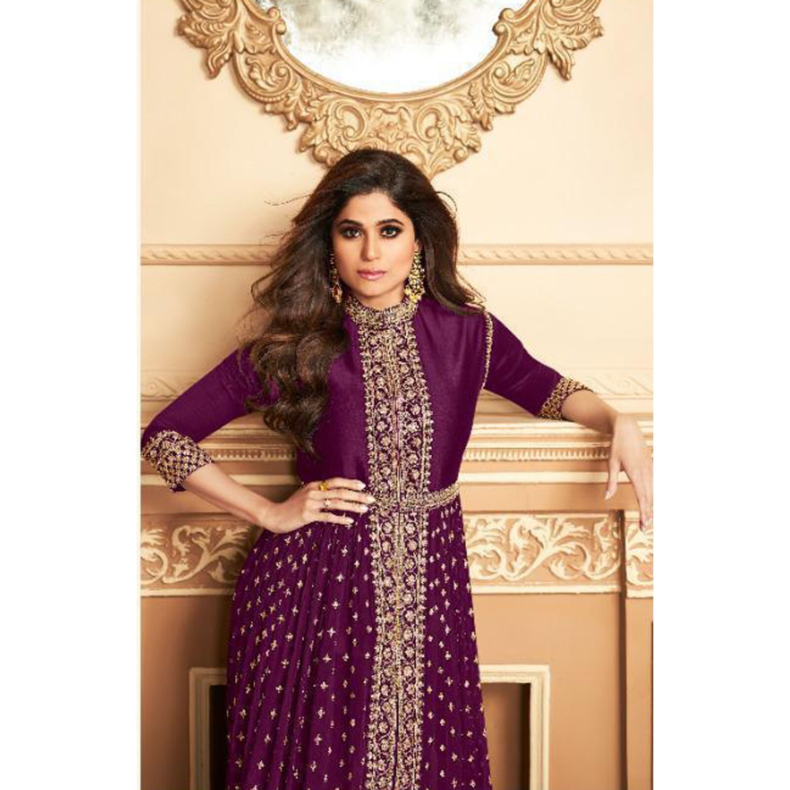 Pakistani Designer Salwar Kameez Dress Indian Bollywood Slit Anarkali Gown Suits