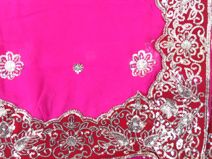 Deep Pink Bridal Designer Heavy Sequin Bollywood Saree Sari Boho ROBE KAFTAN New