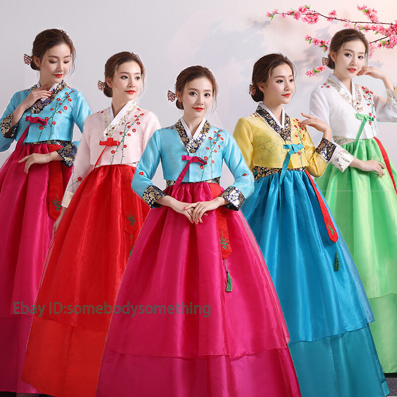 2PCS Womens Hanbok Folk Traditional Costume Korean Princess Dress Vintage