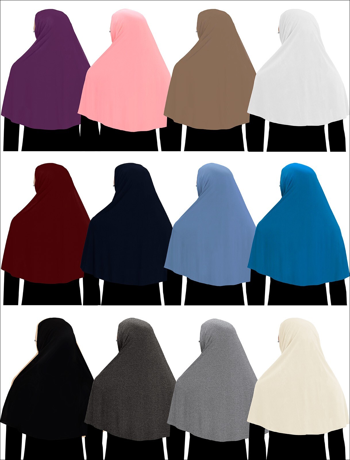 lot of 12 Long Khimar Hijab Women’s Cotton Amira Elbow Length long scarf wrap