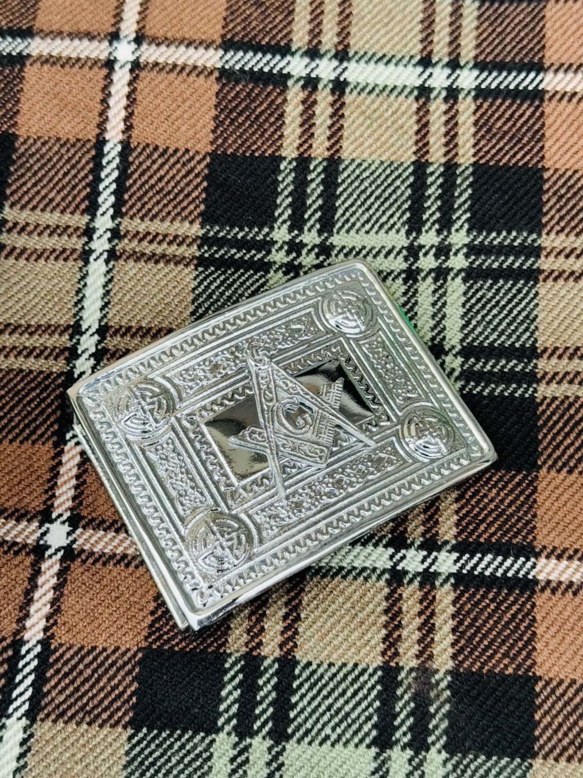 Scottish Masonic Badge kilt Belt Buckle Chrome Finish Celtic belt Buckle