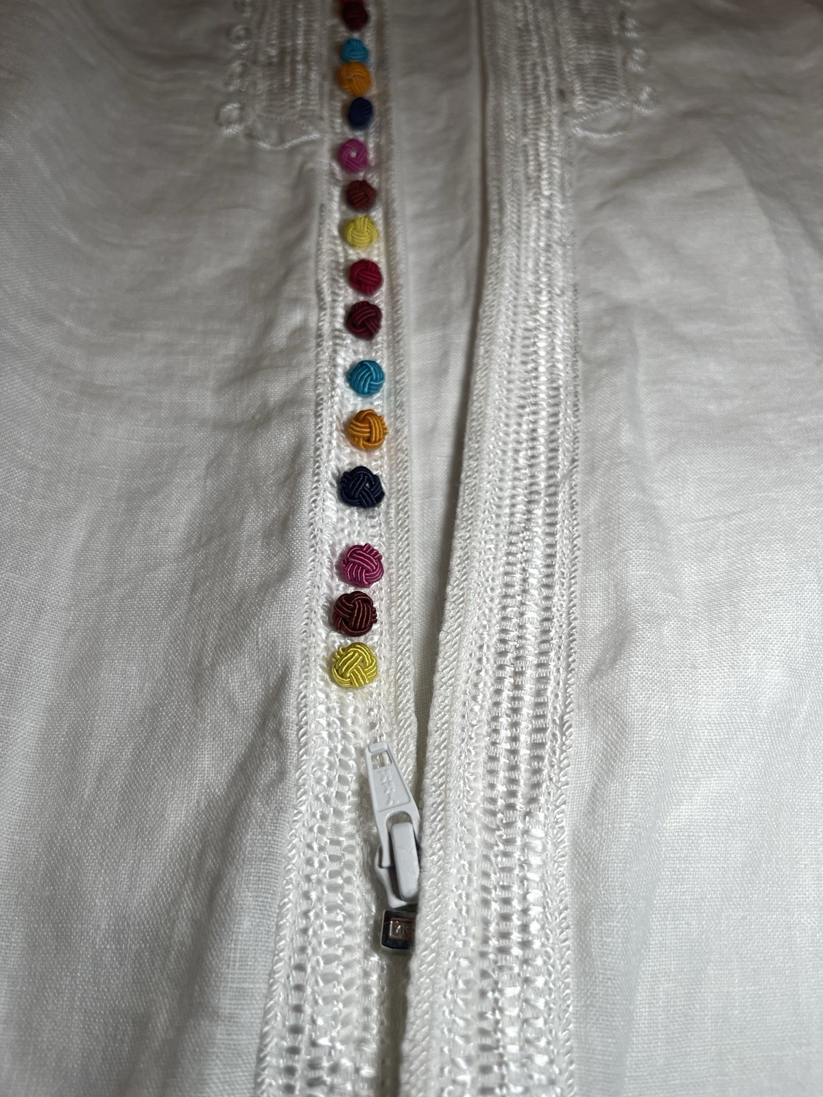 Soft Surroundings Women’s White Linen Embroidered Kurta Medium Made in India