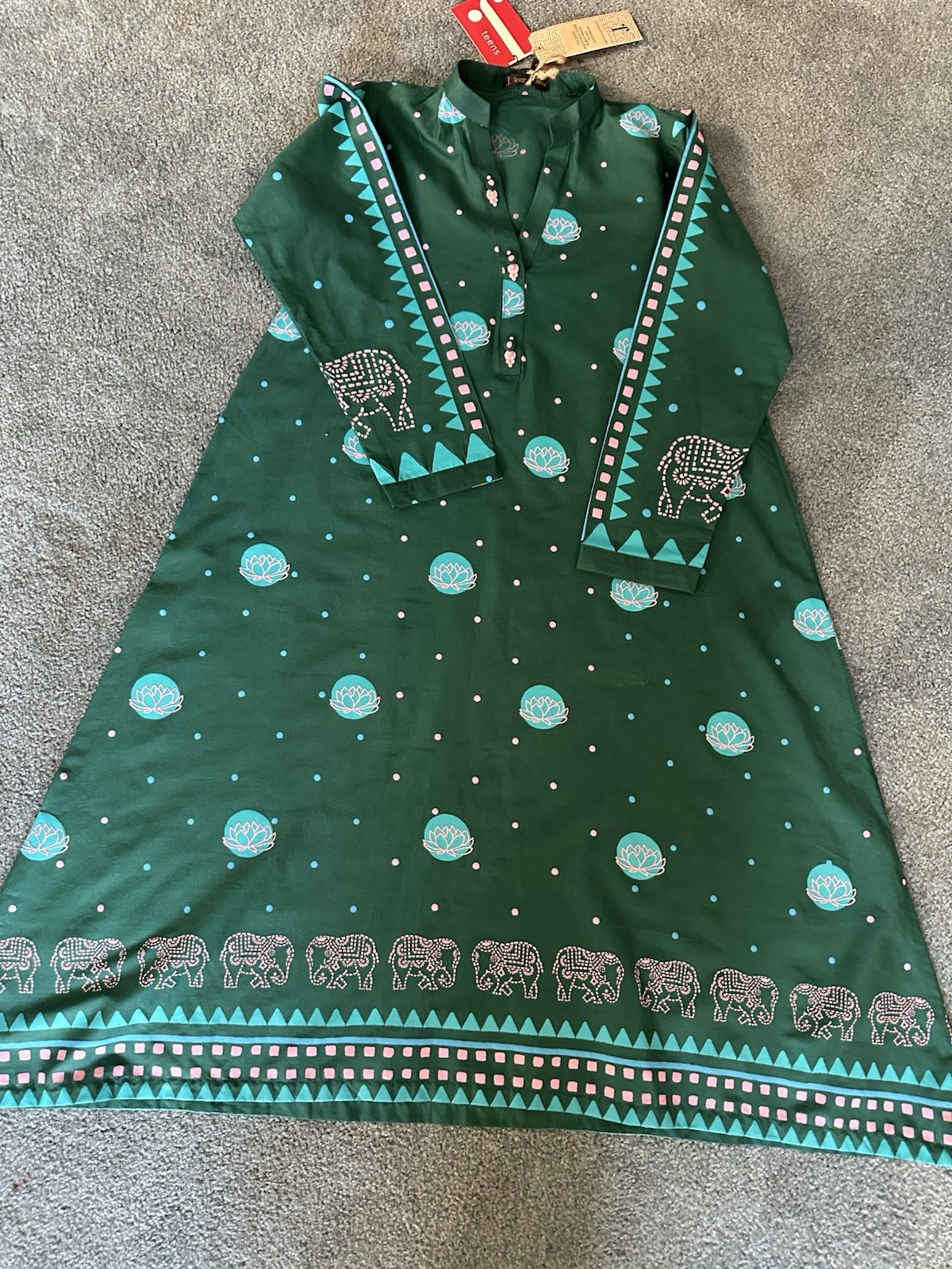 Junaid Jamshed Kurti Teen Girls Size 12 Yrs Color Green