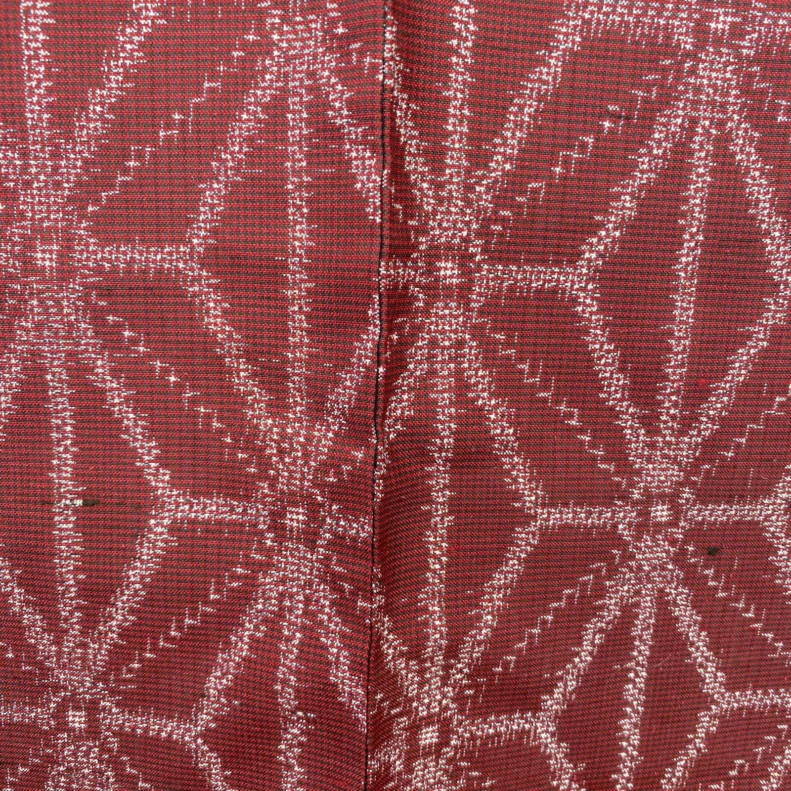 Japanese Vintage Kimono Haori Jacket Silk Red Oshima Traditional Authentic 33 in